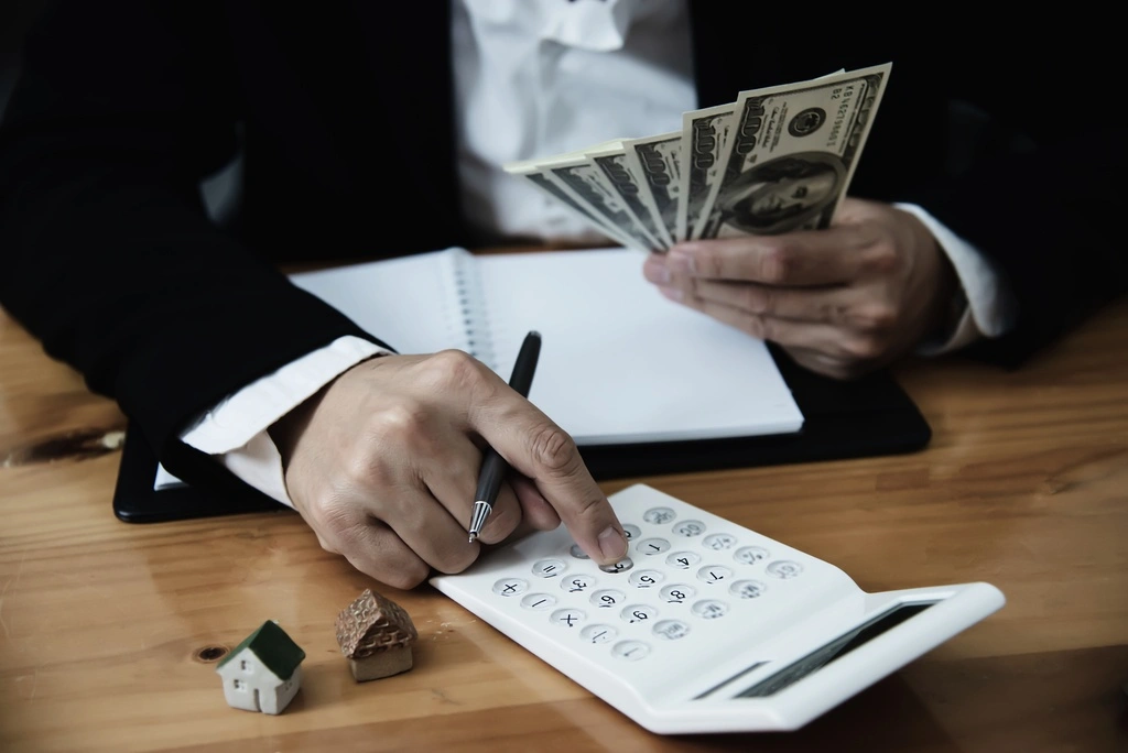 business-man-show-money-bank-note-make-financial-plan-invite-people-sell-buy-house-car-monetary-properties-loan-credit-insurance-concept